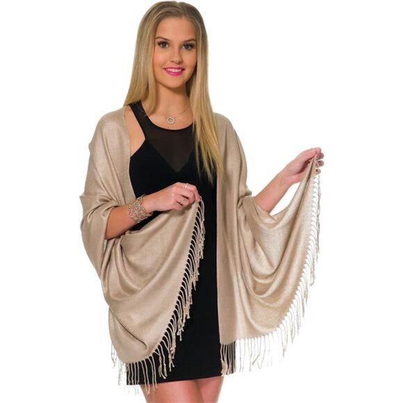 Pashmina Shawls and Wraps for Evening Dresses, Large Soft Pashminas Wedding - Picture 6 of 7